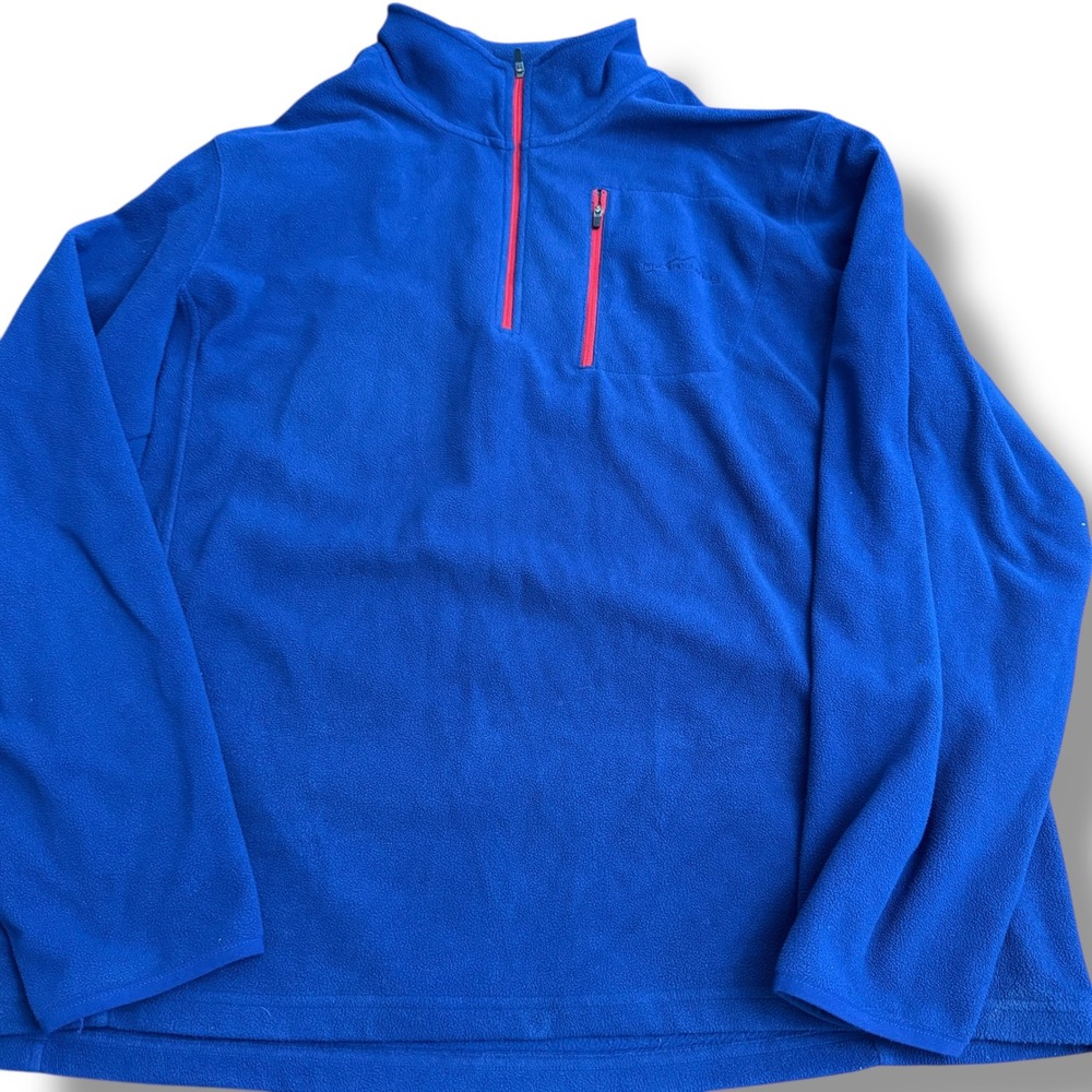 Eddie Bauer‎ Mens Blue Fleece 1/4 Zip Pullover Sweatshirt Top XXL Collard Pocket - Picture 2 of 10